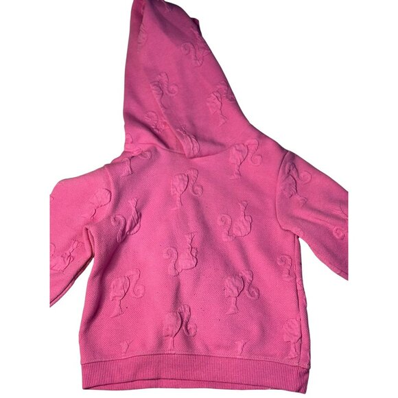 Barbie Girls Pink Embossed Full-Zip Hoodie | All-Over Logo Design, 3T, 11"x13" - Picture 2 of 7